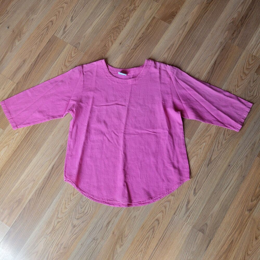 Sea Breeze of California Pink Cotton Tunic Top - 3/4 Sleeve - Size M